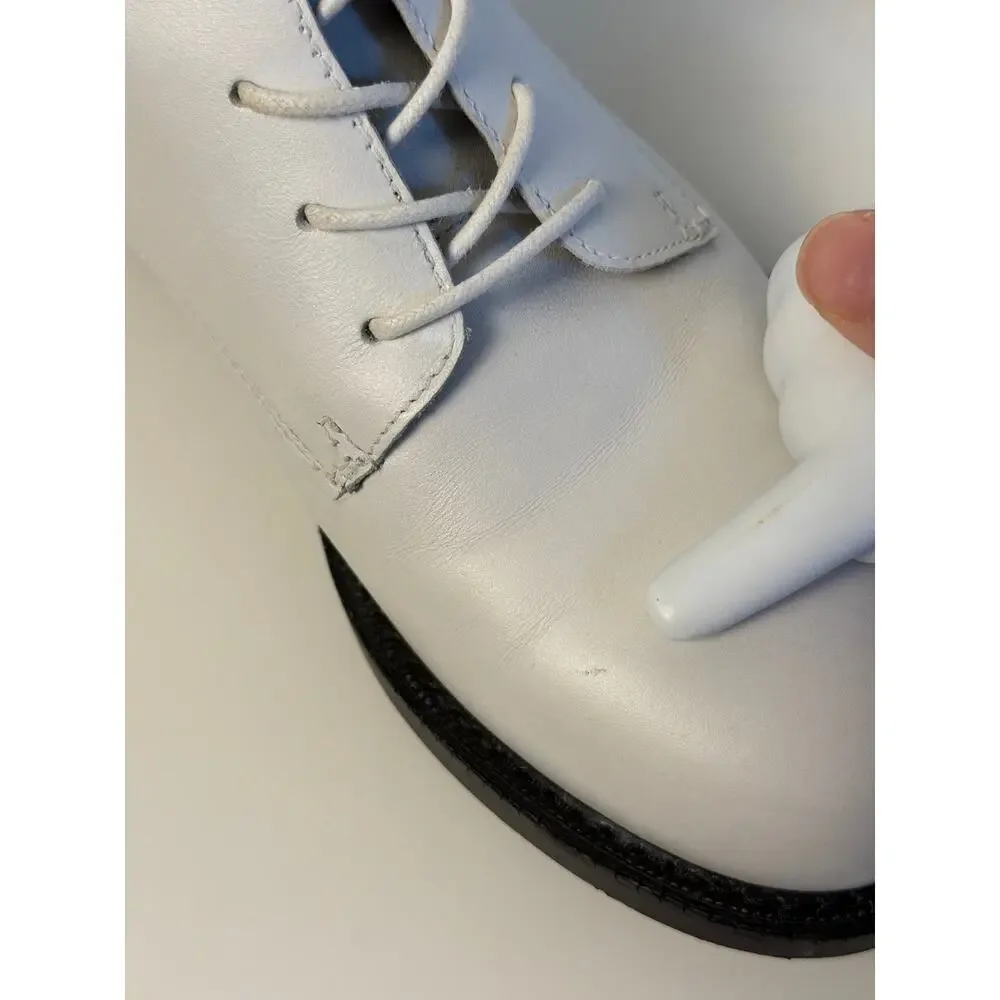 Sam Edelman Nina White Leather Lace Up Side Zip Ankle Combat Boots | Size 7M/37